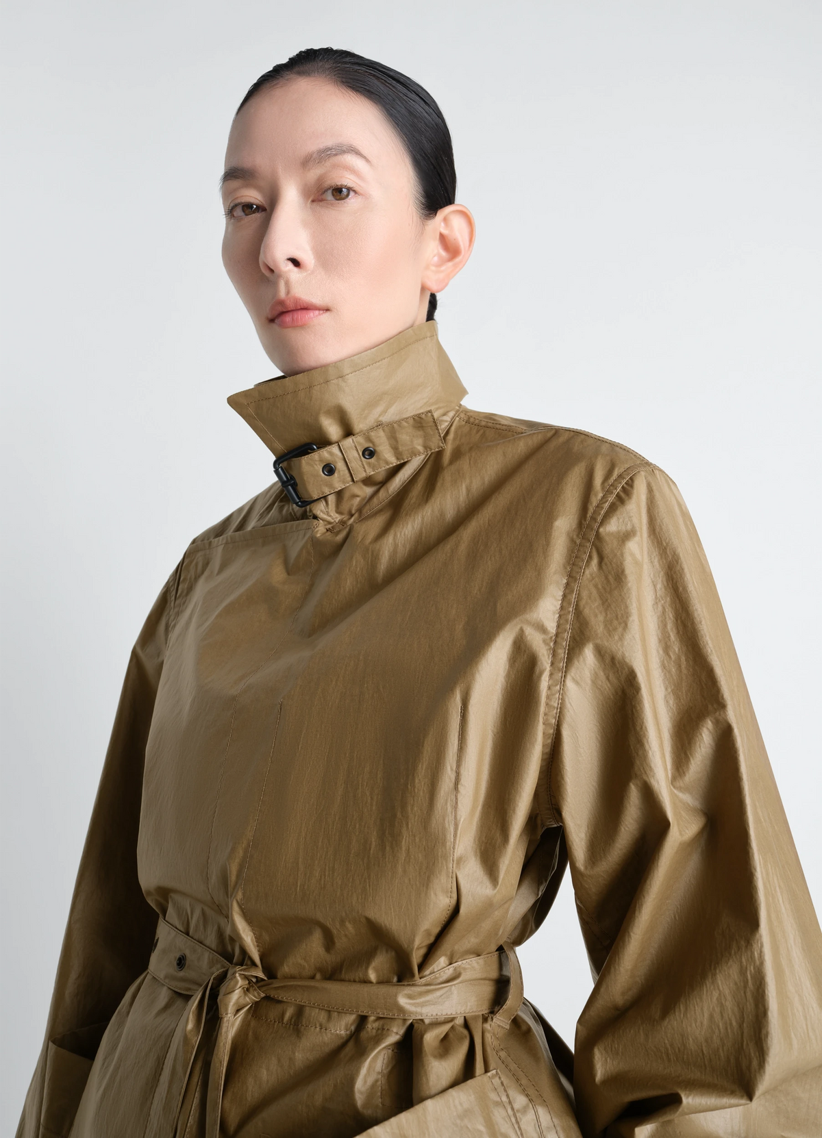 LIGHT WRAP JACKET IN LIGHT COATED COTTON - Khaki - Water Repellent LIGHT WRAP JACKET IN LIGHT COATED COTTON - Khaki - Water Repellent