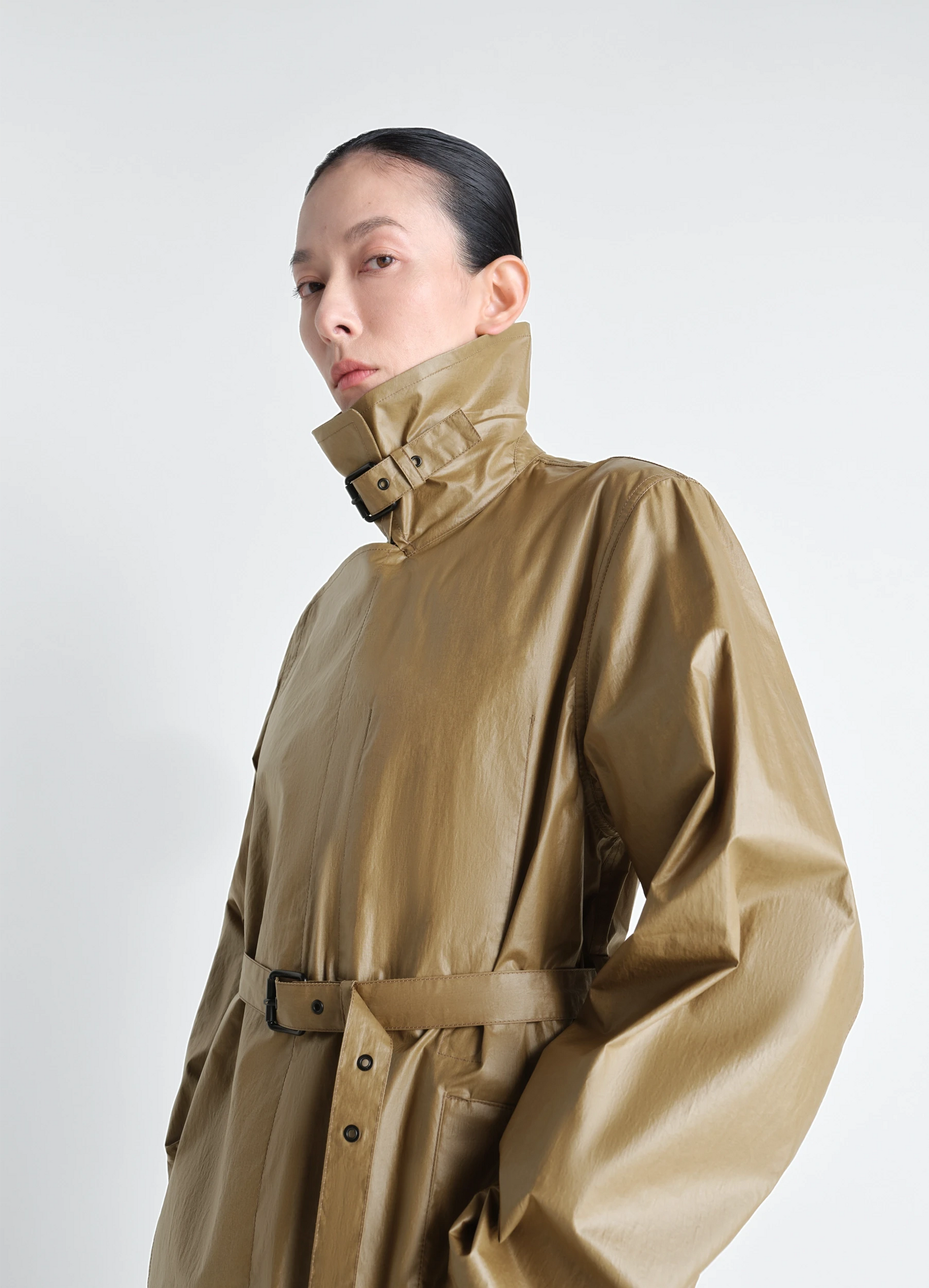 Light wrap coat in light coated cotton