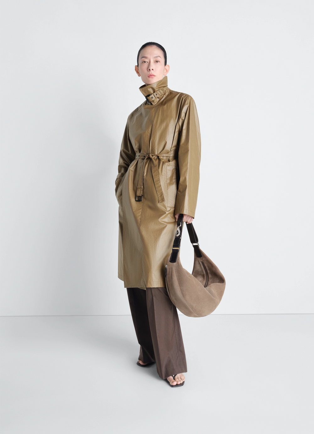 LIGHT WRAP COAT IN LIGHT COATED COTTON