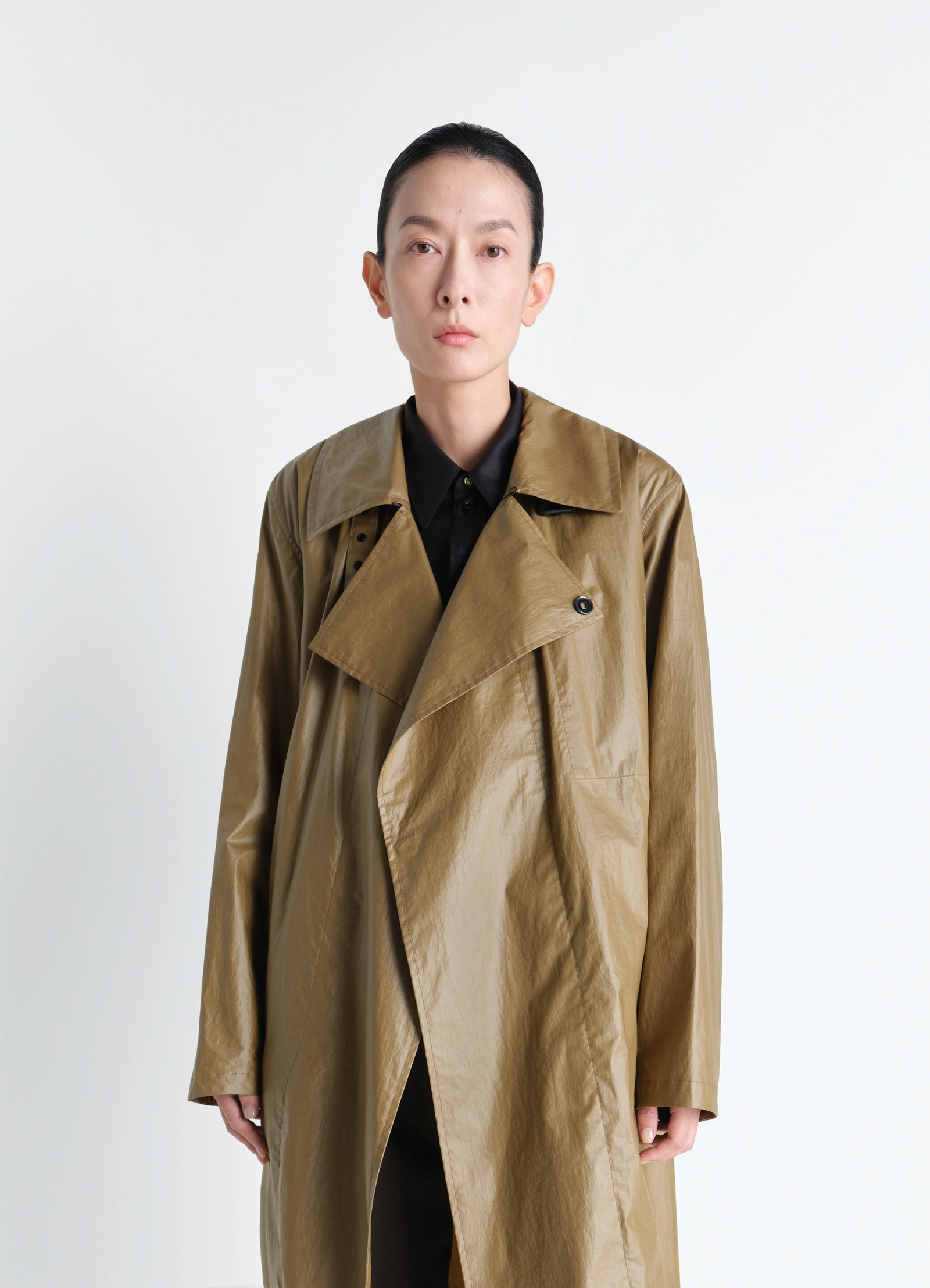 Light wrap coat in light coated cotton