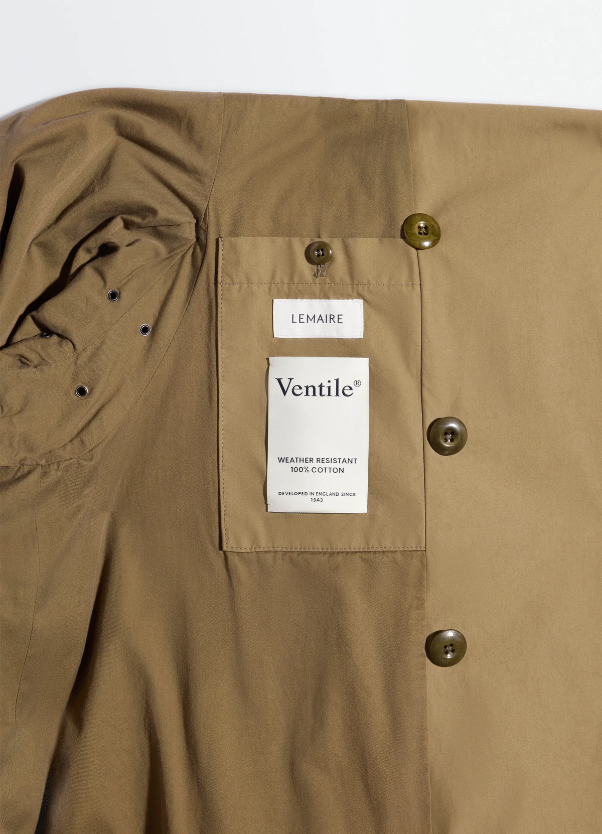 VENTILE®コットンのクロップドトレンチコート - Khaki - 撥水性VENTILE