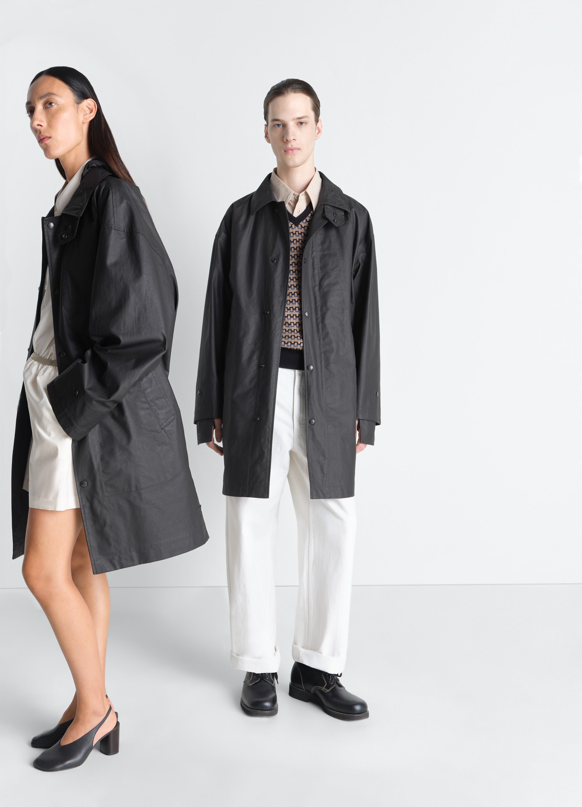 ジャケット・アウター 2021aw LEMAIRE raincoat RAINCOAT IN RESINATED COTTON - Slate Black - Water Repellent