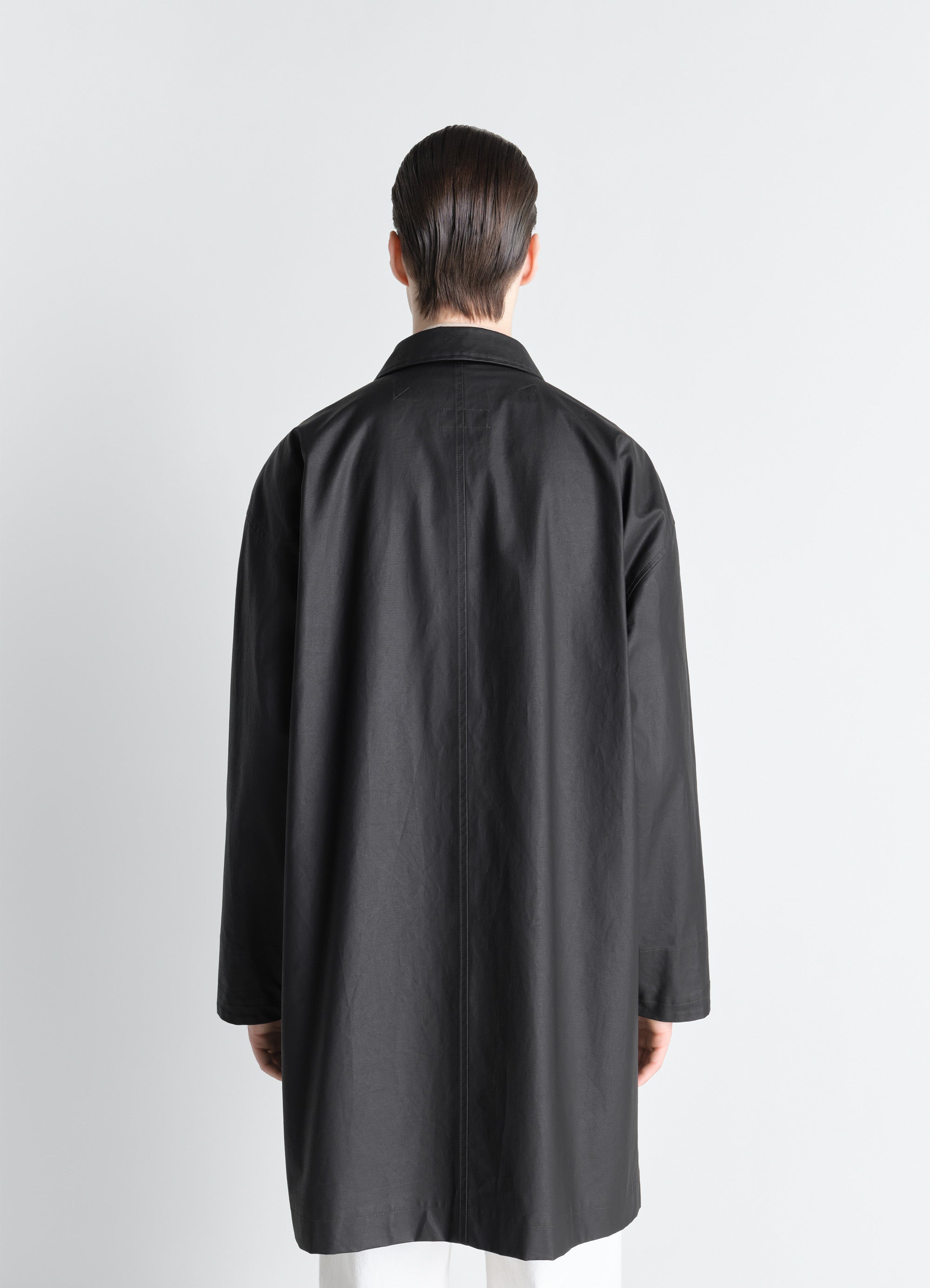 RAINCOAT IN RESINATED COTTON - Slate Black - Water Repellent