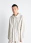 RAIN JACKET WITH DETACHABLE HOOD IN COATED TECHNICAL LINEN