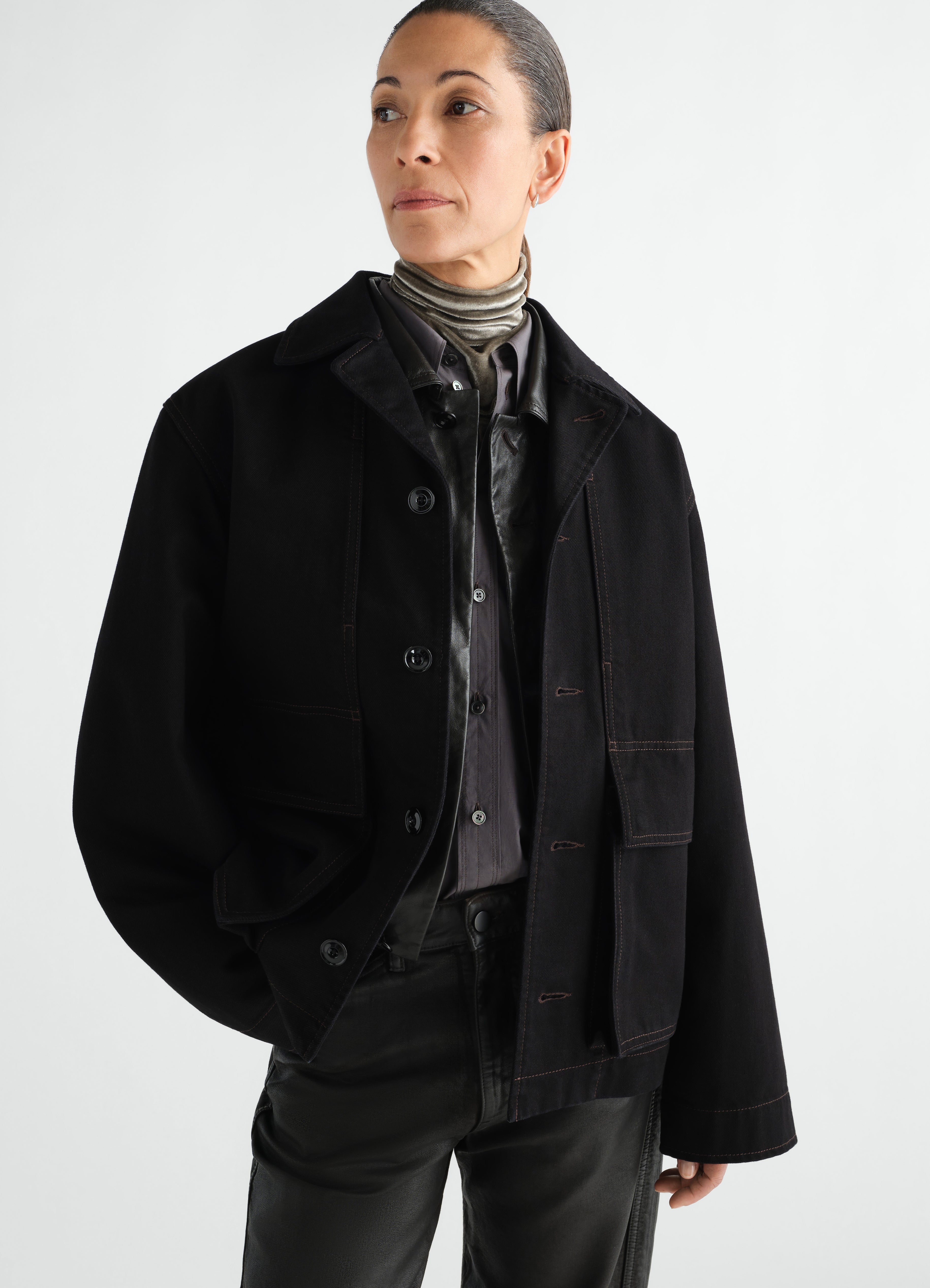 BOXY JACKET IN DENIM - Black - Heavy Black Denim - Unisex | LEMAIRE