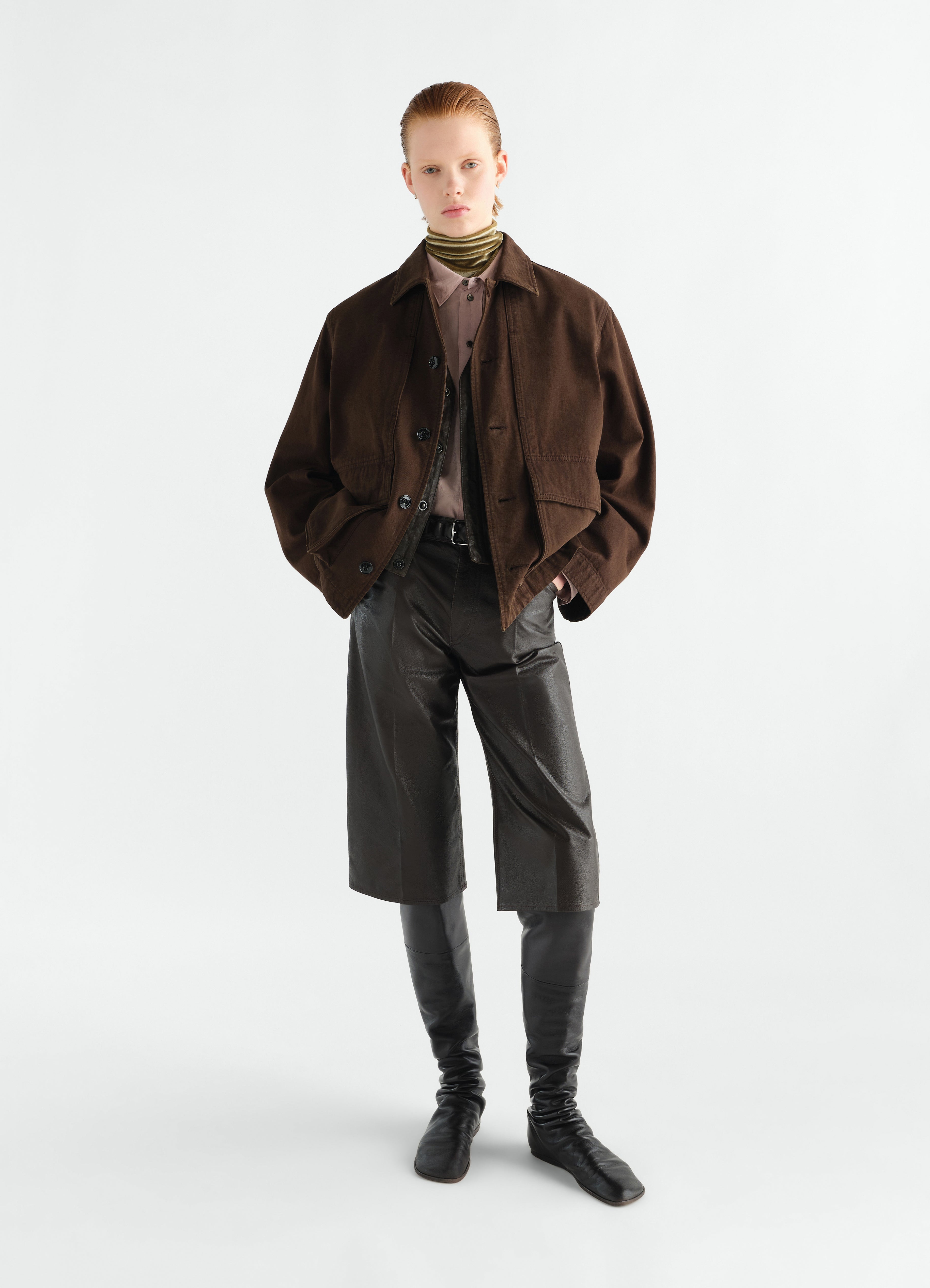 BOXY JACKET IN HEAVY GARMENT-DYED BROKEN TWILL - Ristretto - Heavy