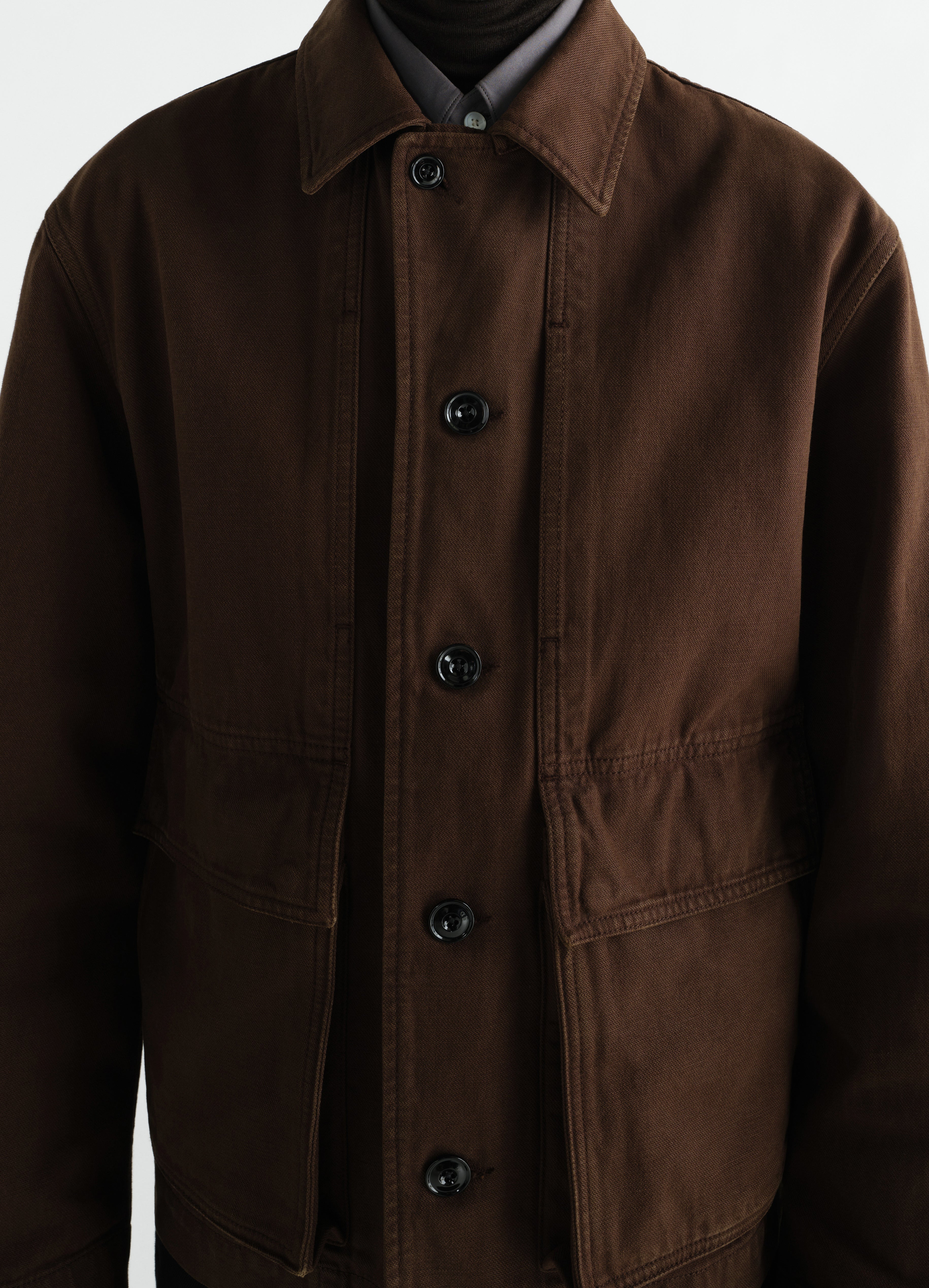 BOXY JACKET IN HEAVY GARMENT-DYED BROKEN TWILL - Ristretto - Heavy
