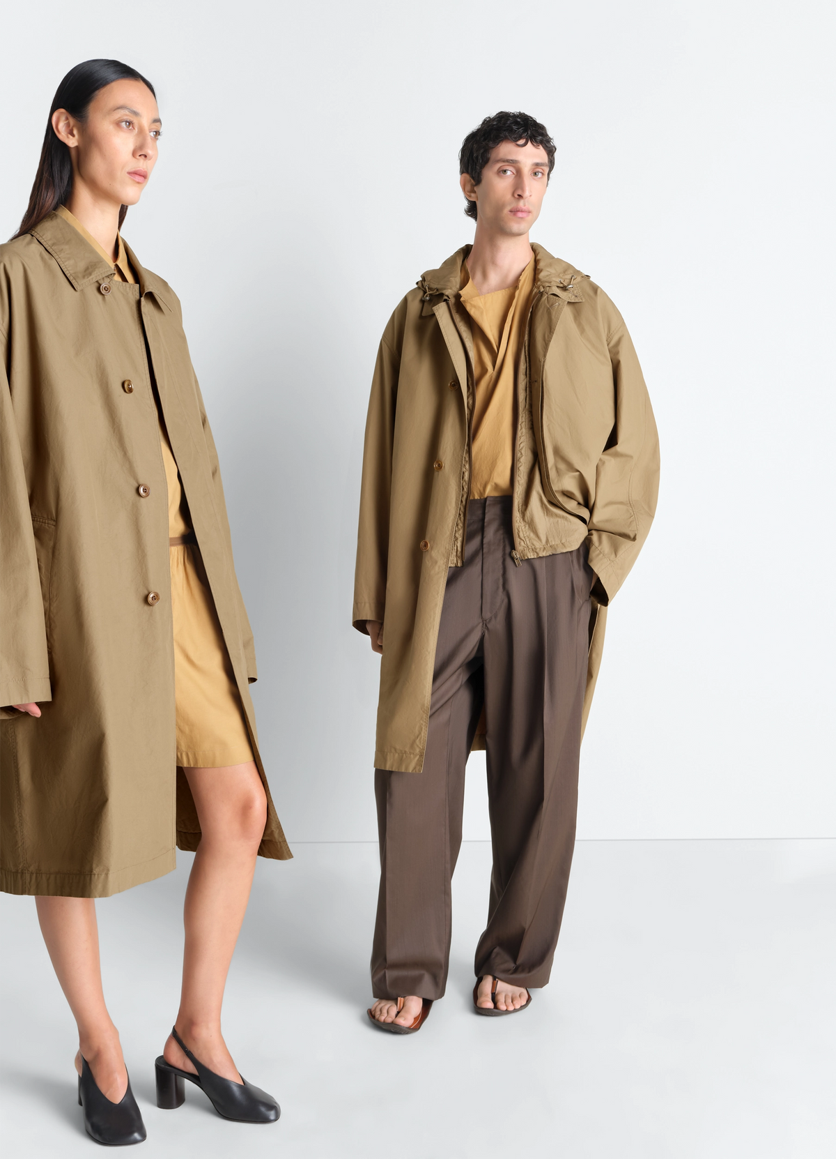 CAR COAT IN VENTILE® COTTON - Khaki - Water Repellent VENTILE