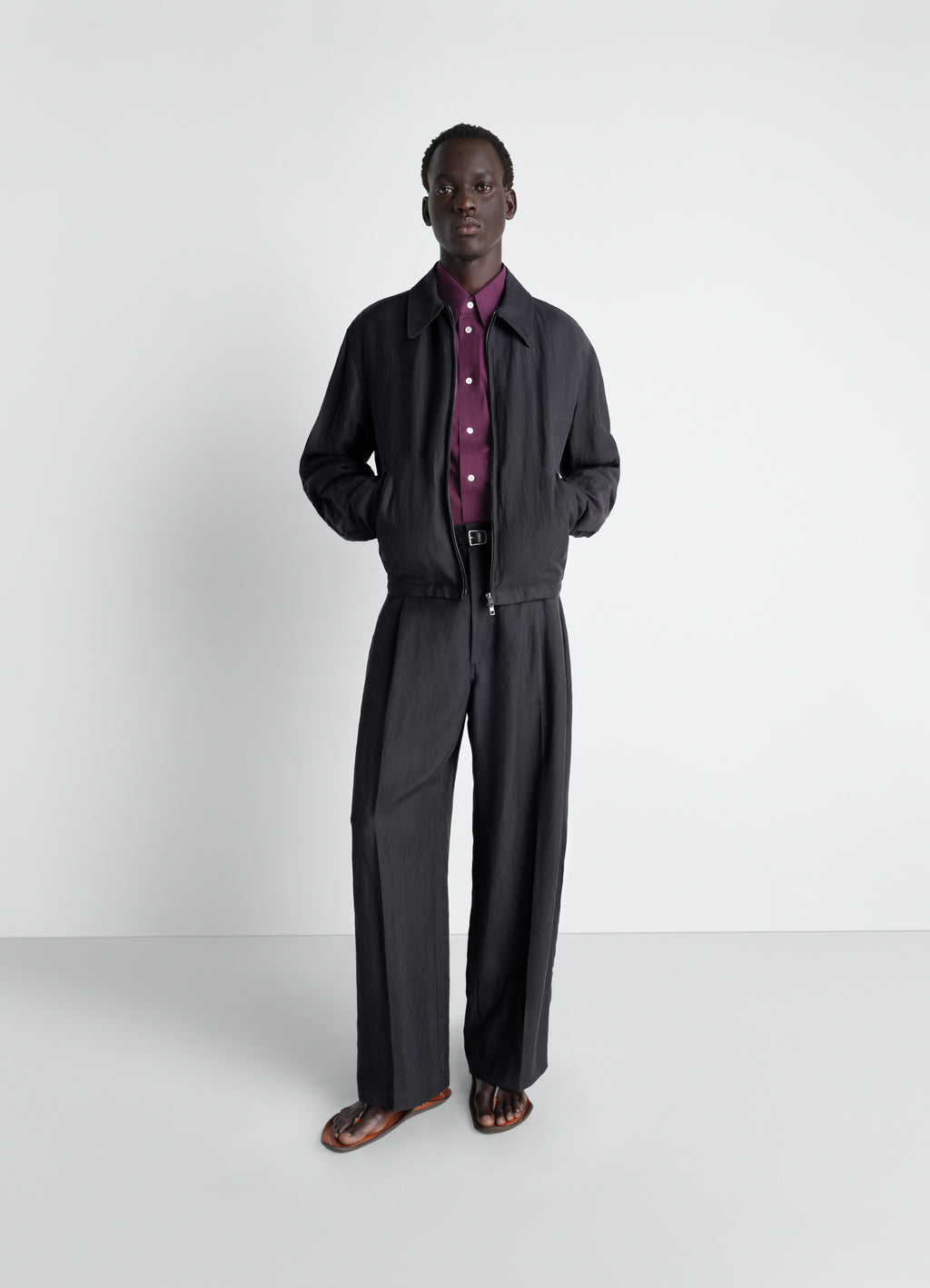 비스코스 린넨 개버딘 쇼트 블루종