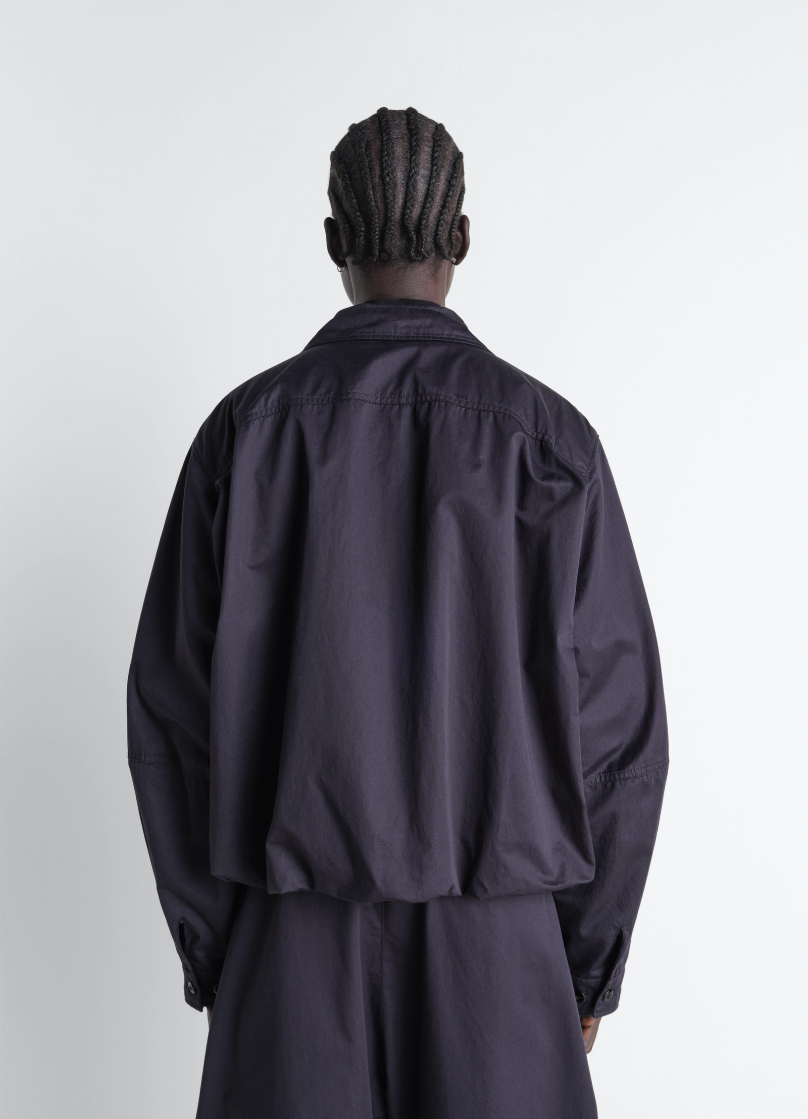 Soft pleated blouson in cotton satin