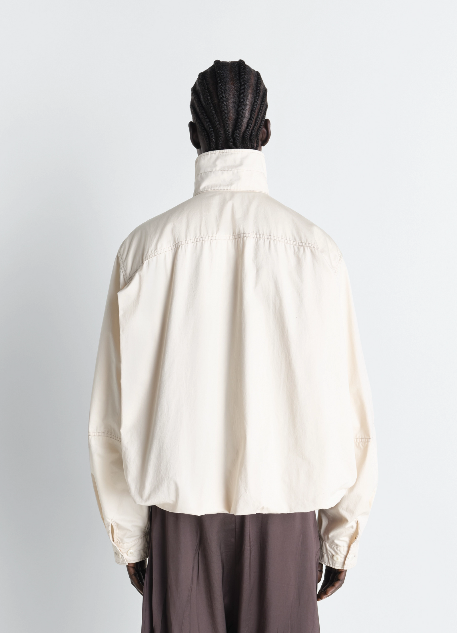 Soft pleated blouson in cotton satin