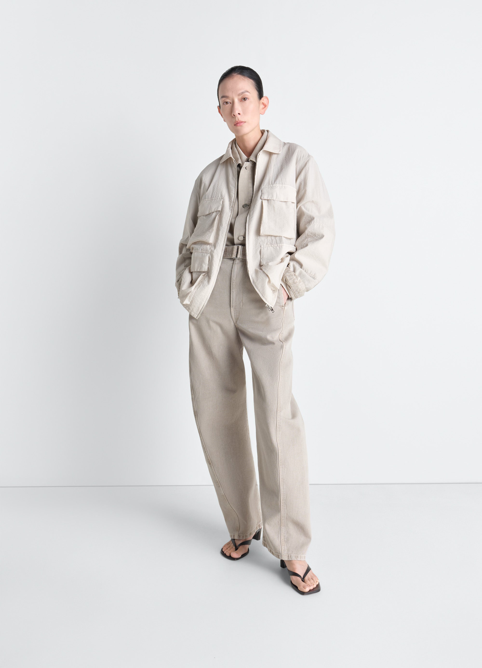 【lemaire】SMOCK TOP SILVER BIRCH Lemaire Men's' Workwear Overshirt in Grey | LN-CC®