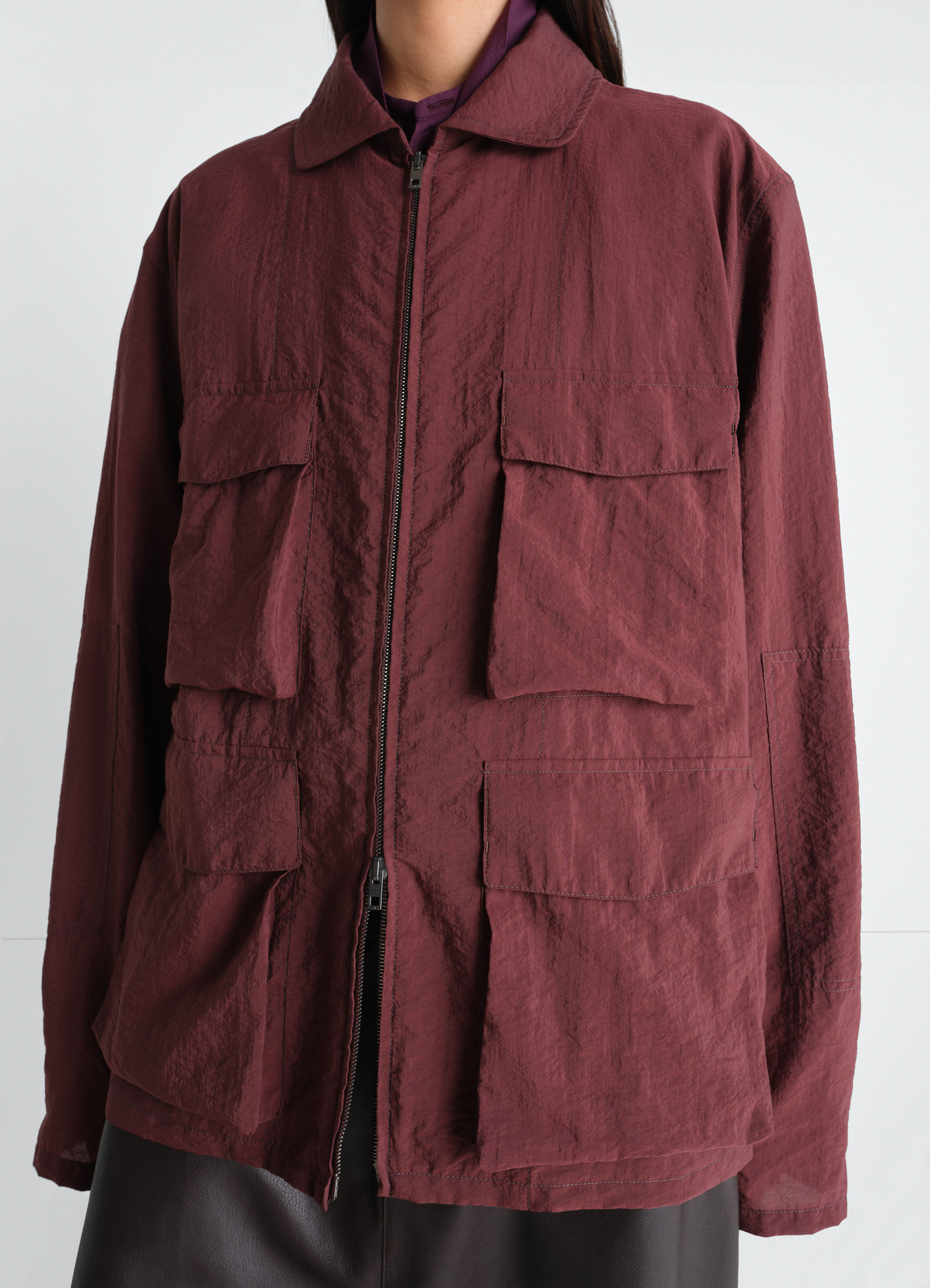 3d pocket jacket in washed technical cotton