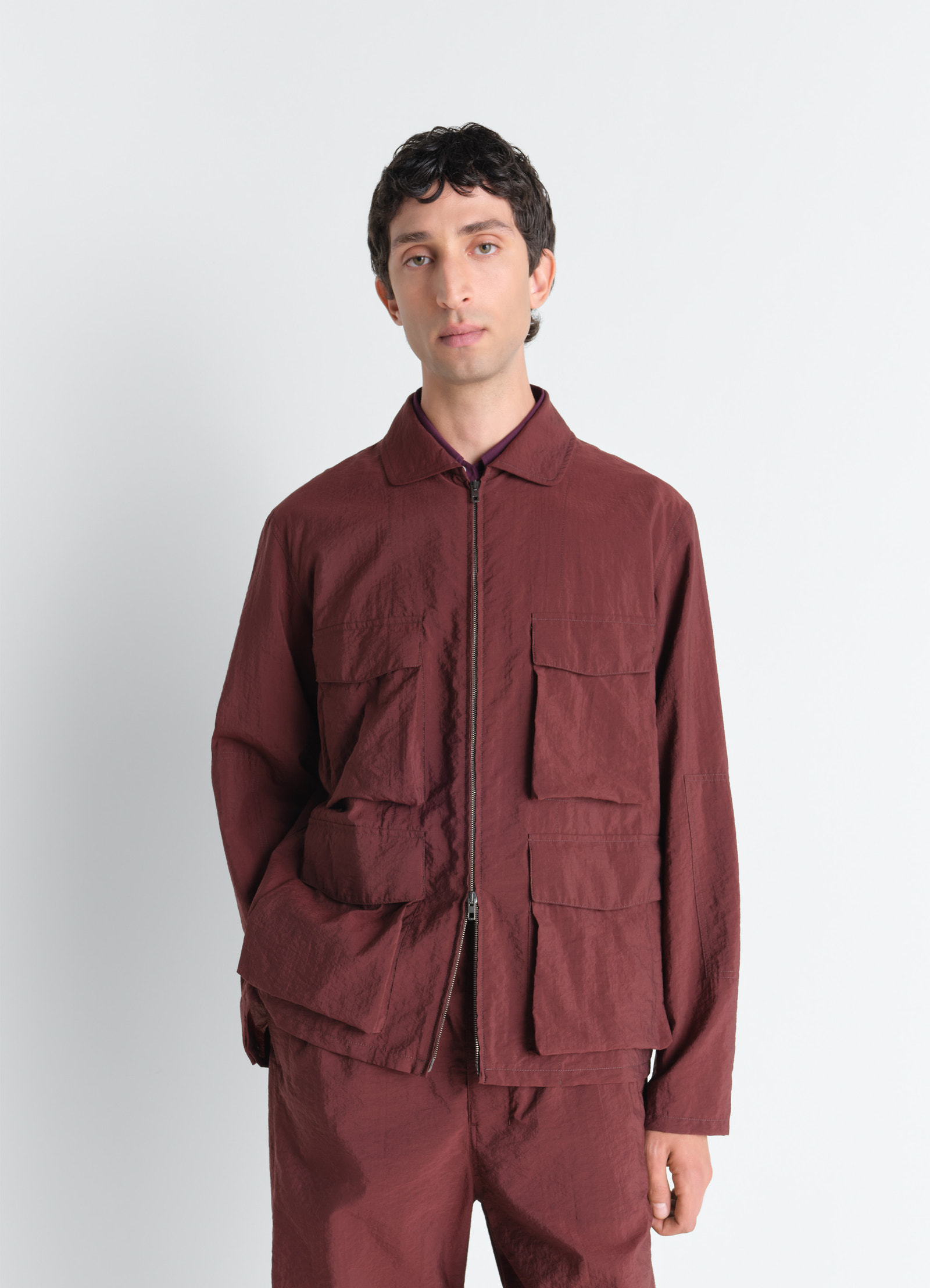 3d pocket jacket in washed technical cotton