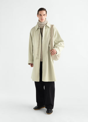 Military parka heavy cotton satin beige worn by model front lemaire