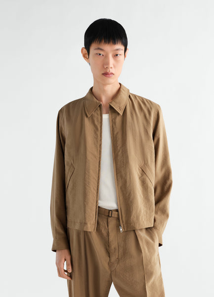 LIGHT ZIPPED BLOUSON IN DRY SILK - Toffee - Dry silk - Men | LEMAIRE
