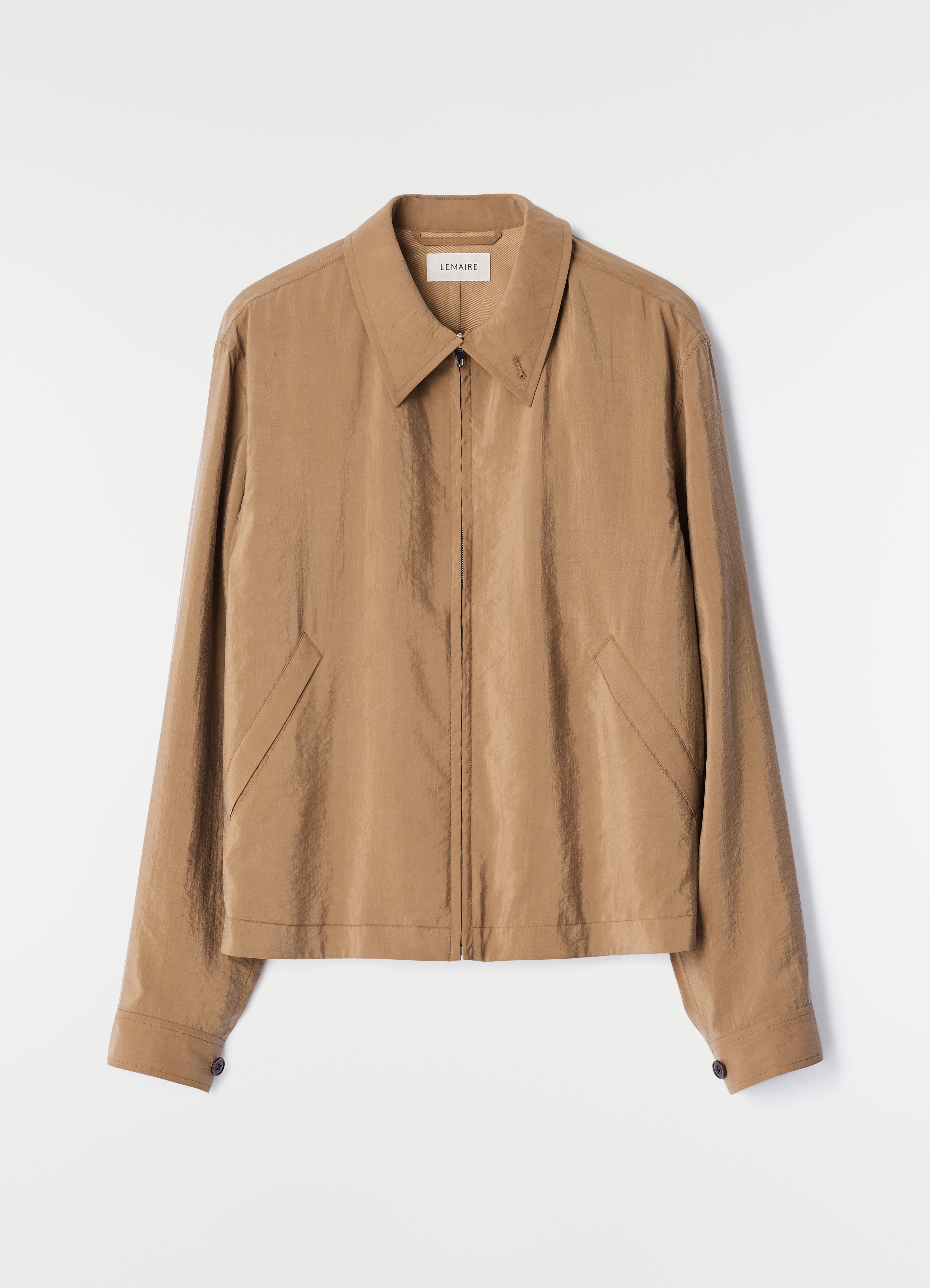 LIGHT ZIPPED BLOUSON IN DRY SILK - Toffee - Dry silk - Men | LEMAIRE
