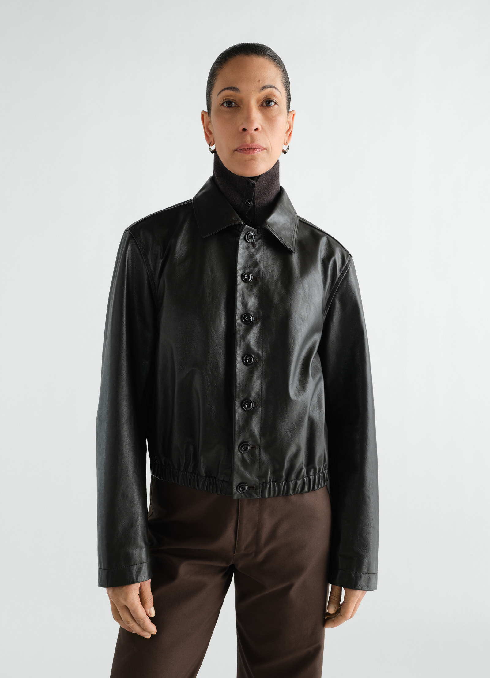 Soft leather blouson