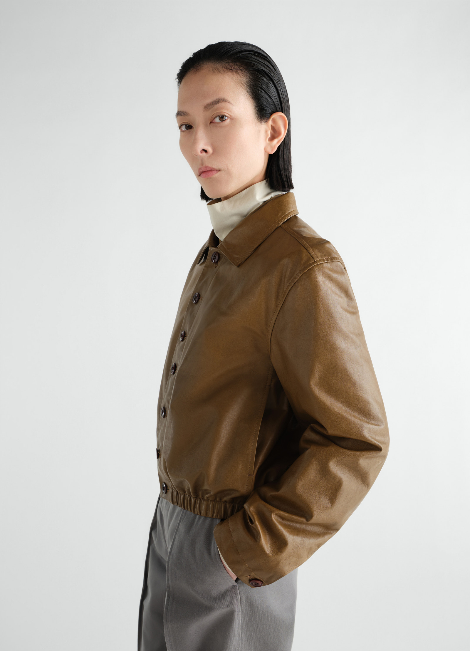 Soft leather blouson