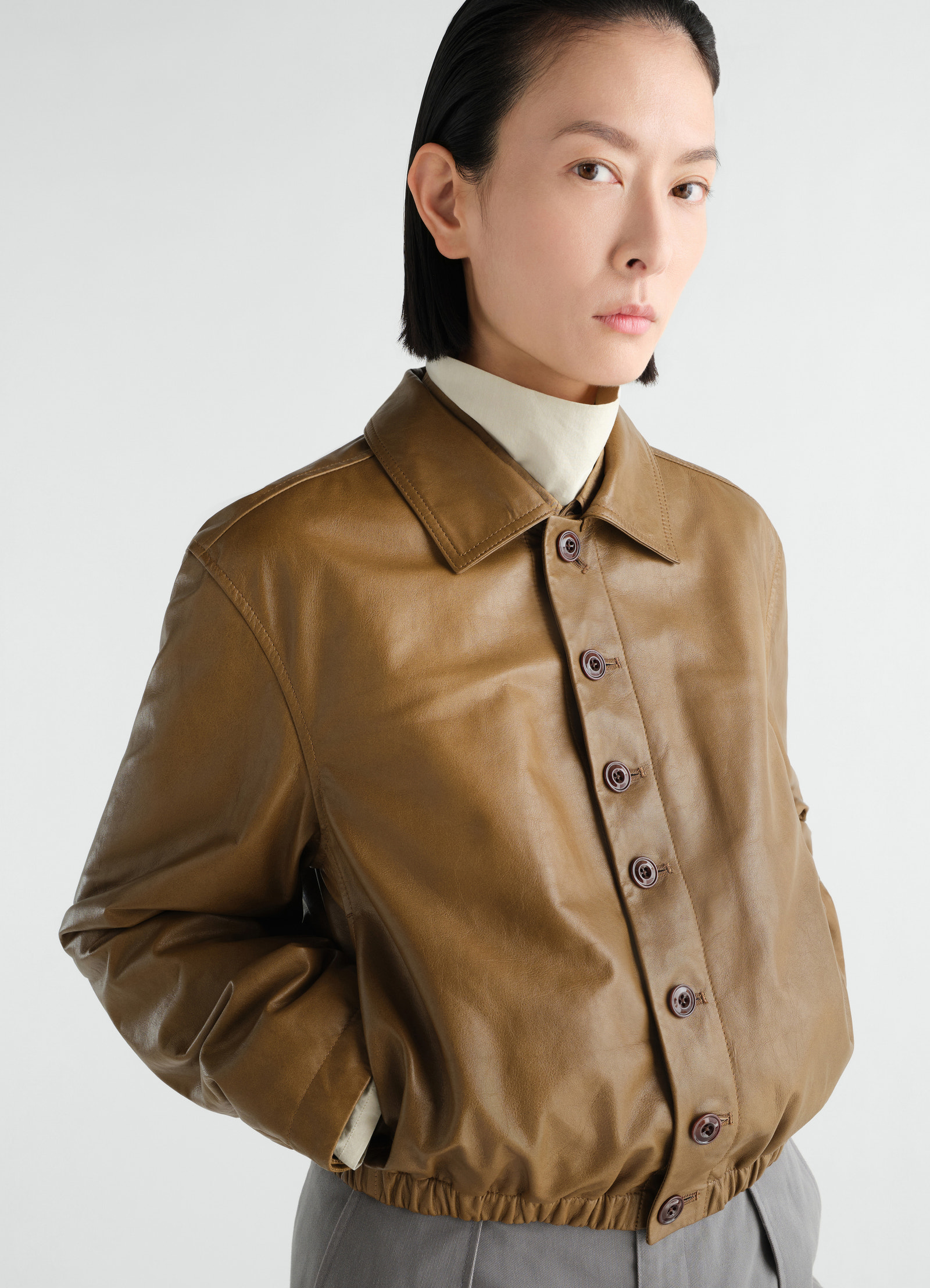 Soft leather blouson