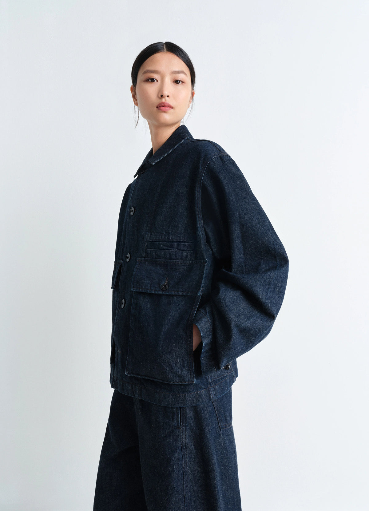 BOXY JACKET IN DENIM - Denim Indigo - Heavy Indigo Denim - Unisex