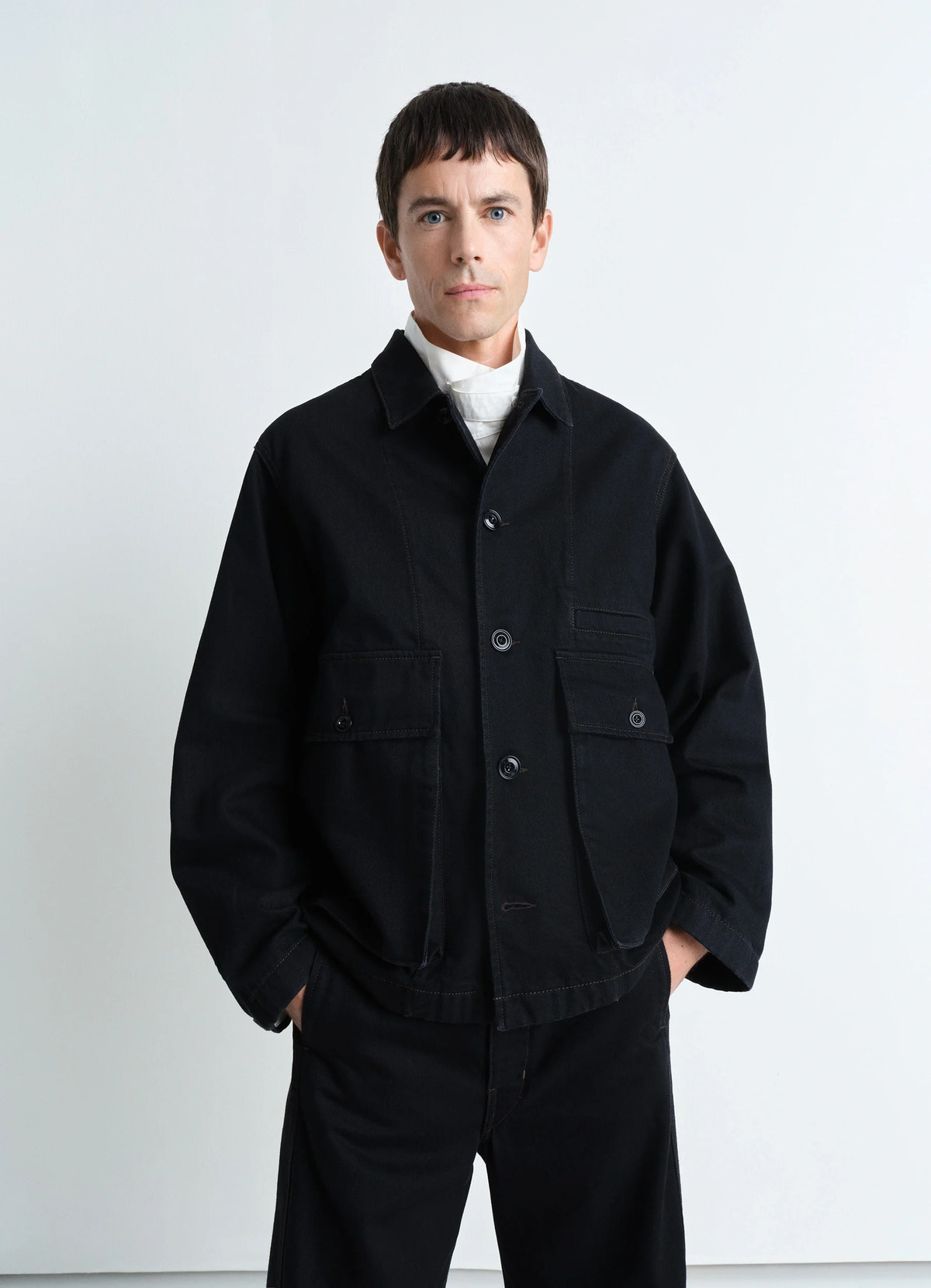 BOXY JACKET IN HEAVY BLACK DENIM - Black - Heavy Black Denim BOXY JACKET IN HEAVY BLACK DENIM - Black - Heavy Black Denim