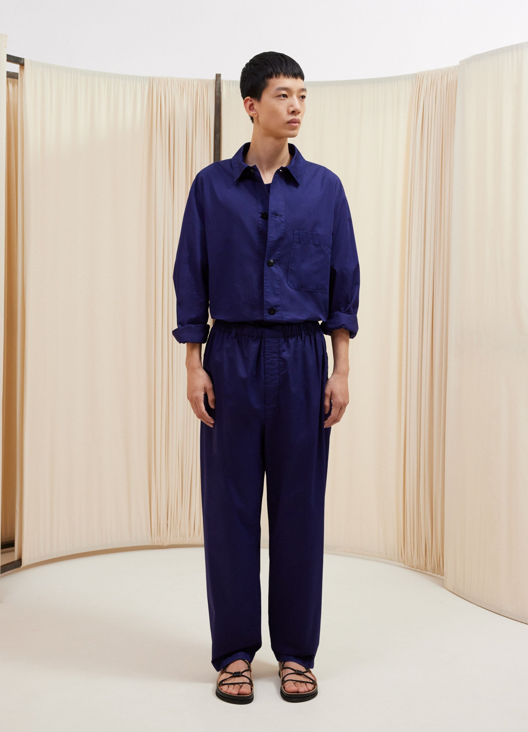 Long-Sleeve Pyjama Shirt in Blue Violet | LEMAIRE