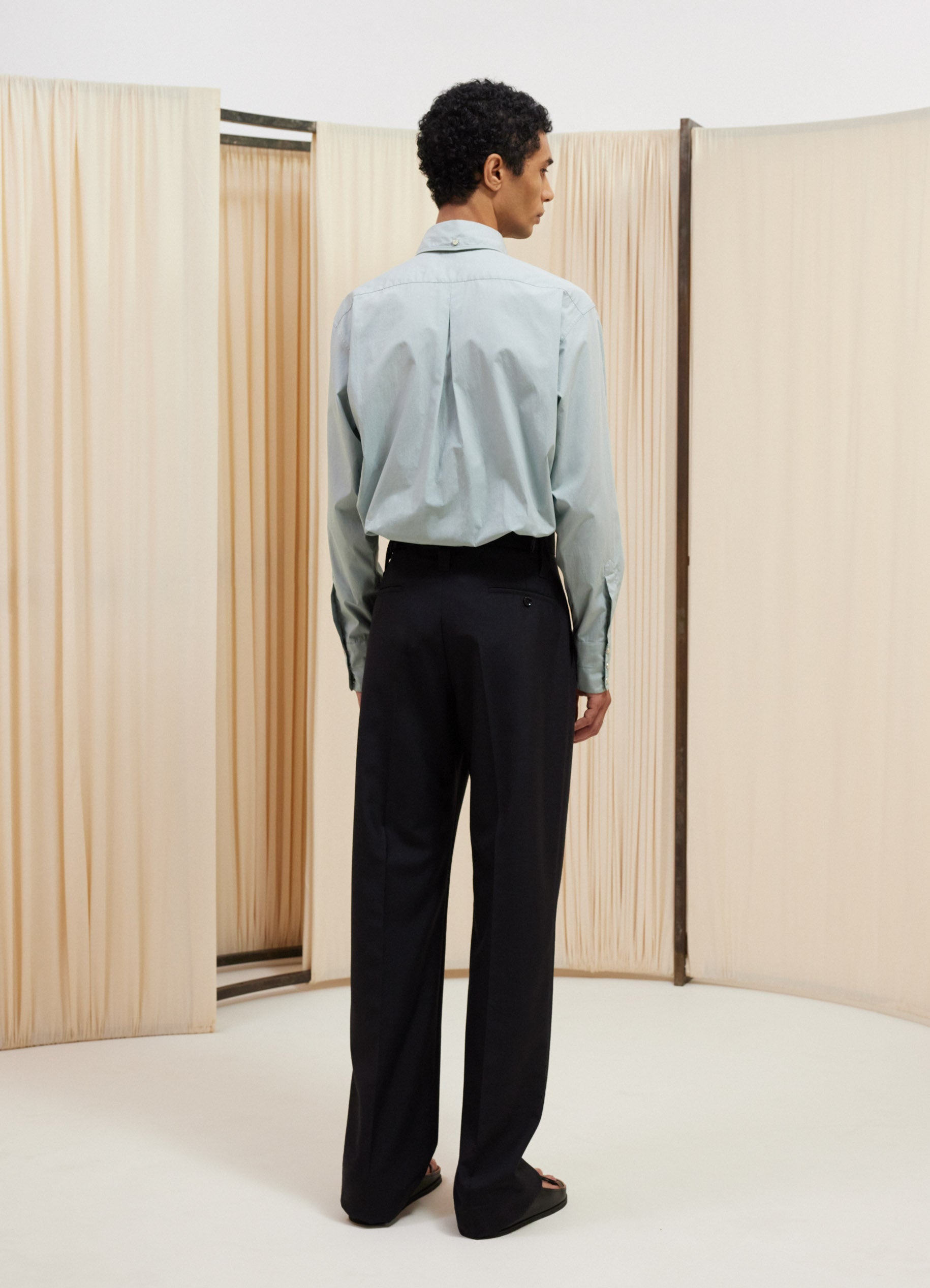 르메르 Lemaire ONE PLEAT PANTS,MARINE MELANGE