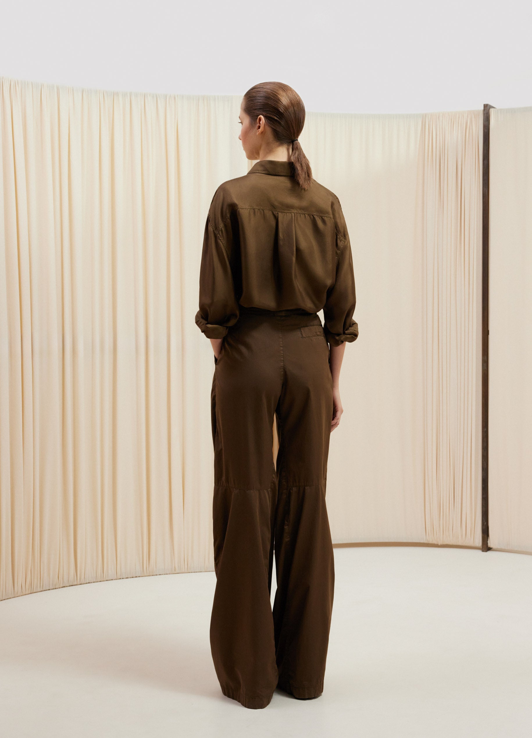 르메르 Lemaire WIDE LEG PANTS,DARK TOBACCO