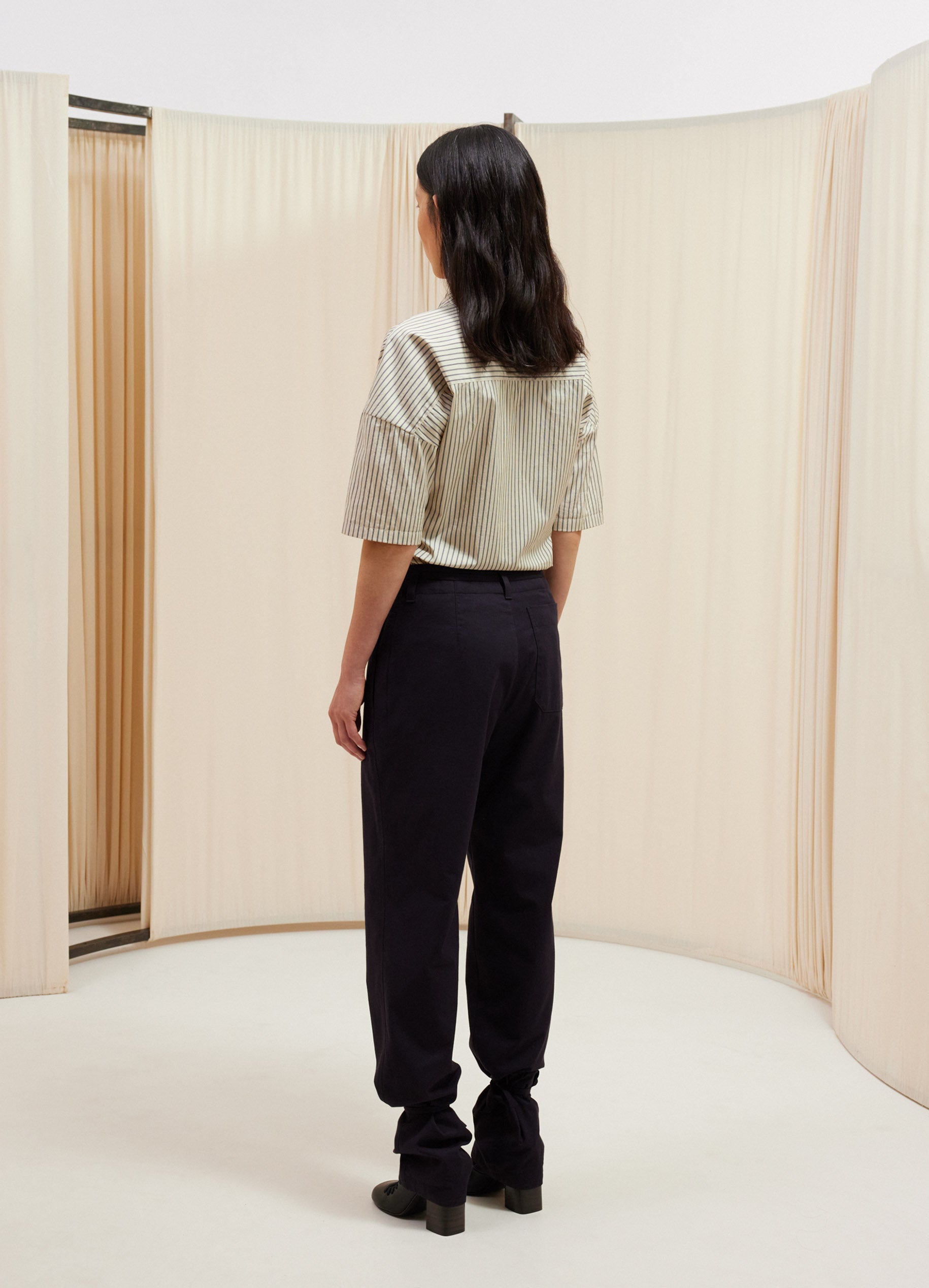 르메르 Lemaire STRAIGHT PANTS WITH STRINGS,MIDNIGHT INDIGO