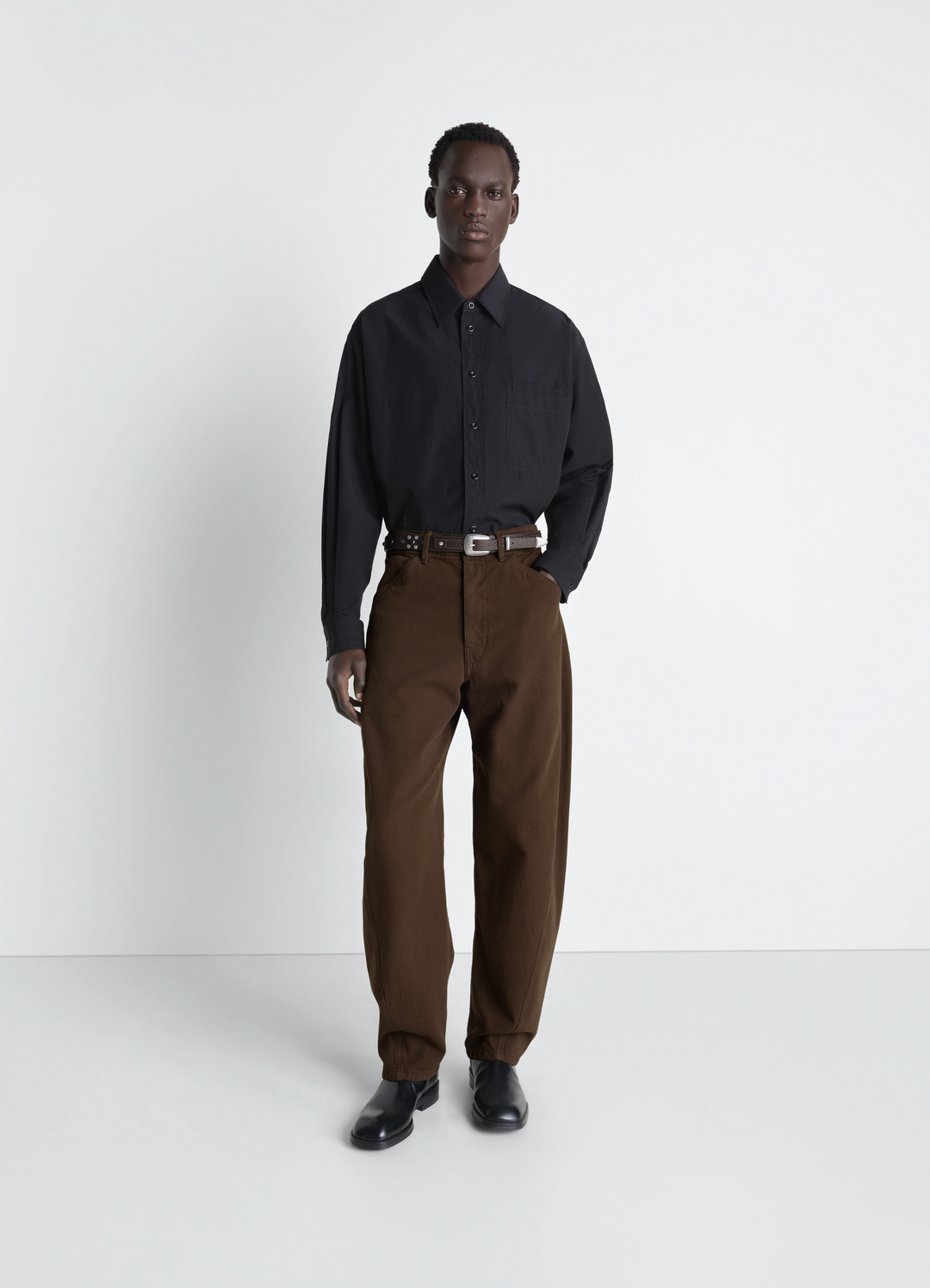 TWISTED WORKWEAR PANTS IN DYED HEAVY BROKEN TWILL - Cacao - Dyed