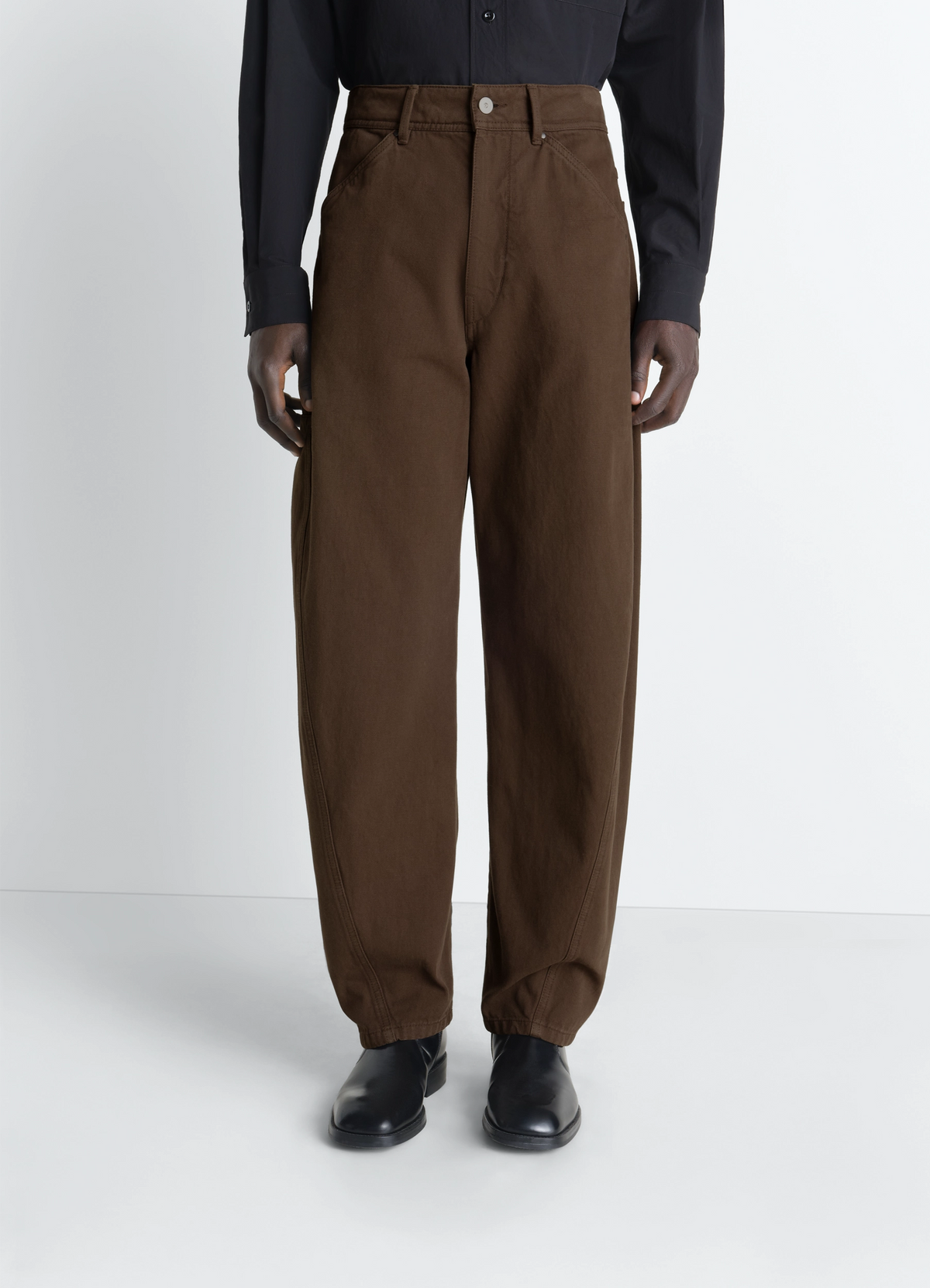 TWISTED WORKWEAR PANTS IN DYED HEAVY BROKEN TWILL - Cacao - Dyed