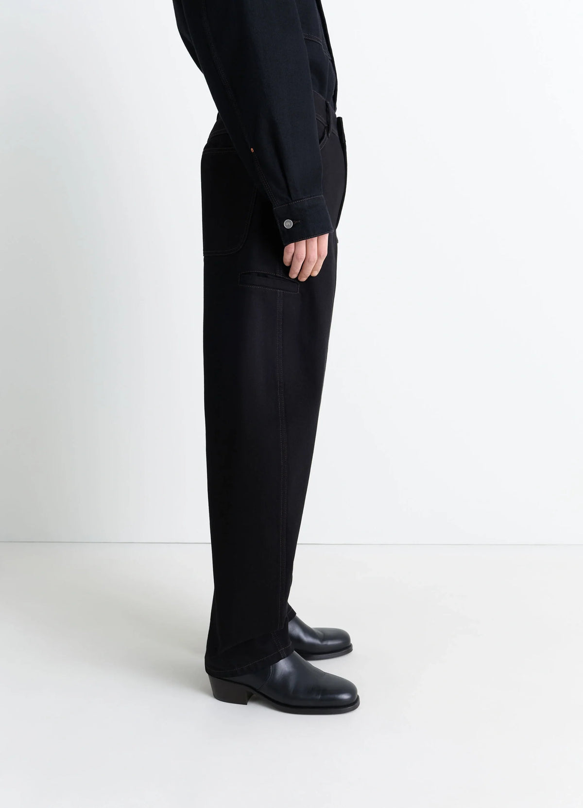 TWISTED WORKWEAR PANTS - Black - Heavy Black Denim - Men | LEMAIRE