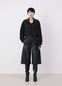 Lemaire Leather Bermuda Shorts in Nappa Cow Leather, model shot, Front view Relaxed fit with belt