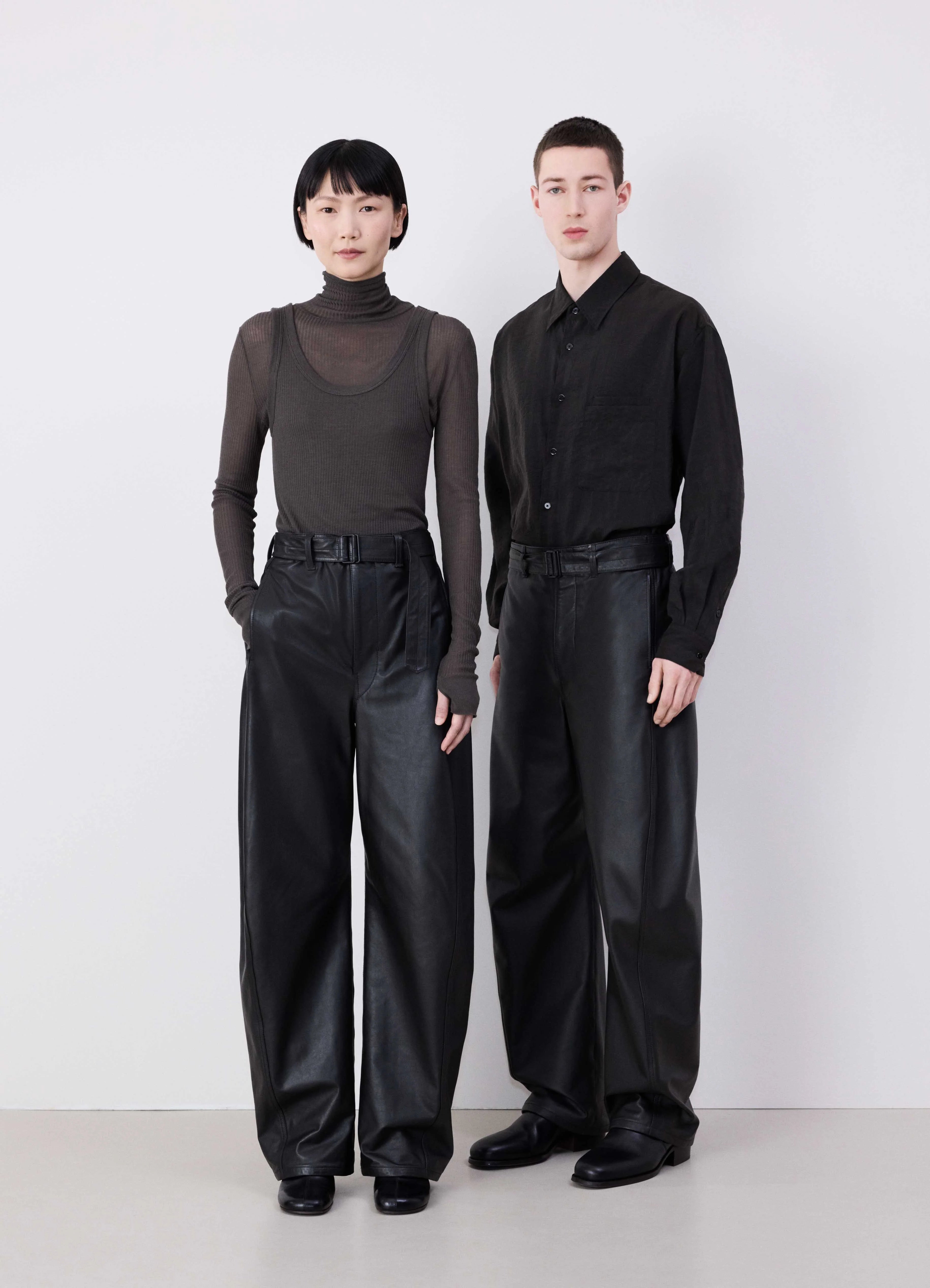 Dark Espresso Leather Belted Twisted Pants | LEMAIRE Dark Espresso Leather Belted Twisted Pants | LEMAIRE