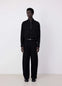 Lemaire Judo Pants in Heavy Yarn Dyed Black Denim, model shot, front view boxy style, wide leg