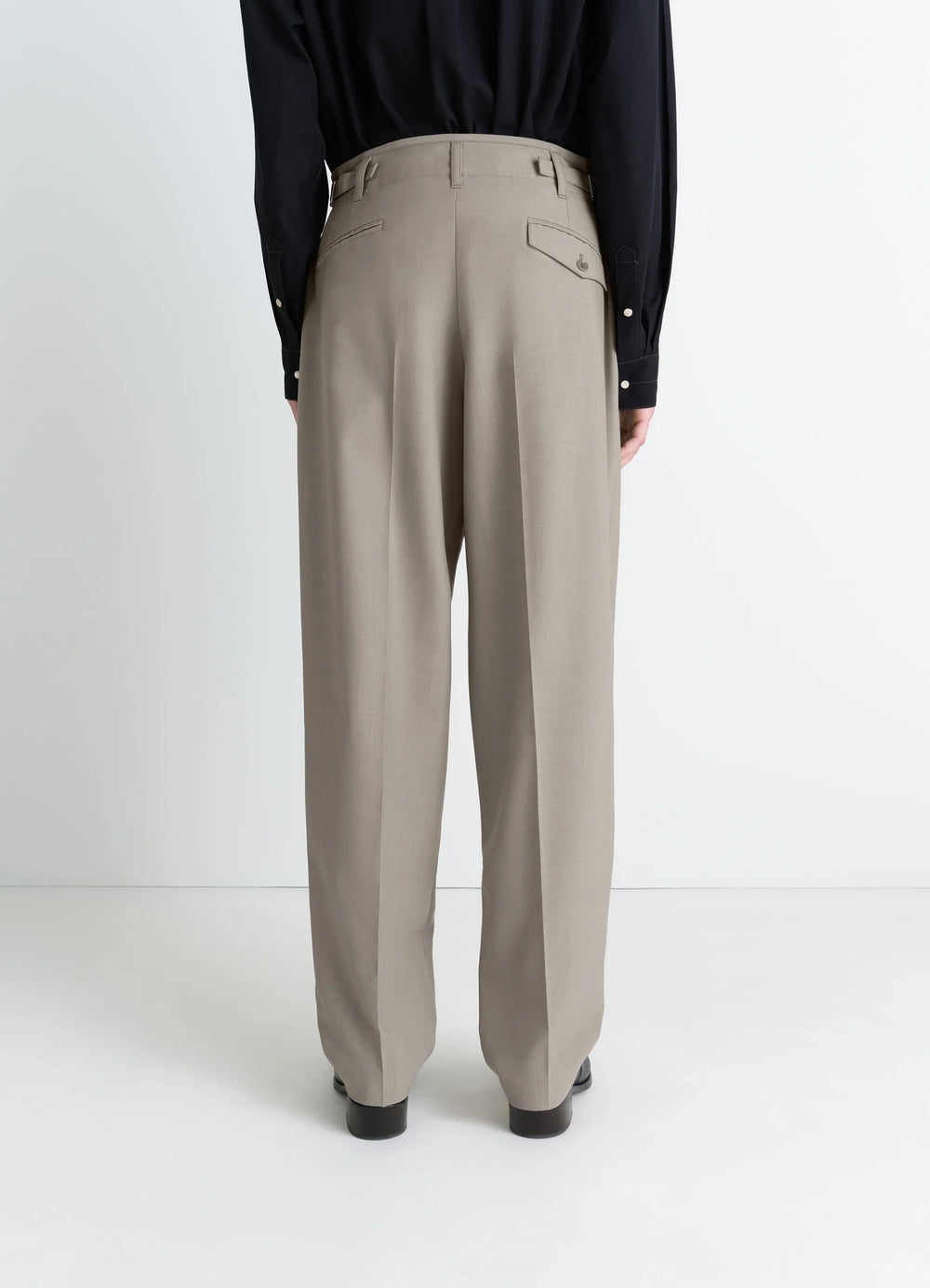 Lemaire Pleated Pants in Tropical wool-blend suiting, model shot, back view high-waist