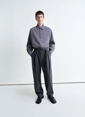 Lemaire BELTED PLEATED ベルト付きパンツ　グレー BELTED PLEATED PANTS - Grey Melange - Light Tropical Wool - Men