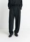 Lemaire Belted Relaxed Pants in Black Dry Silk Blend, model shot, Front view Relaxed fit with belt