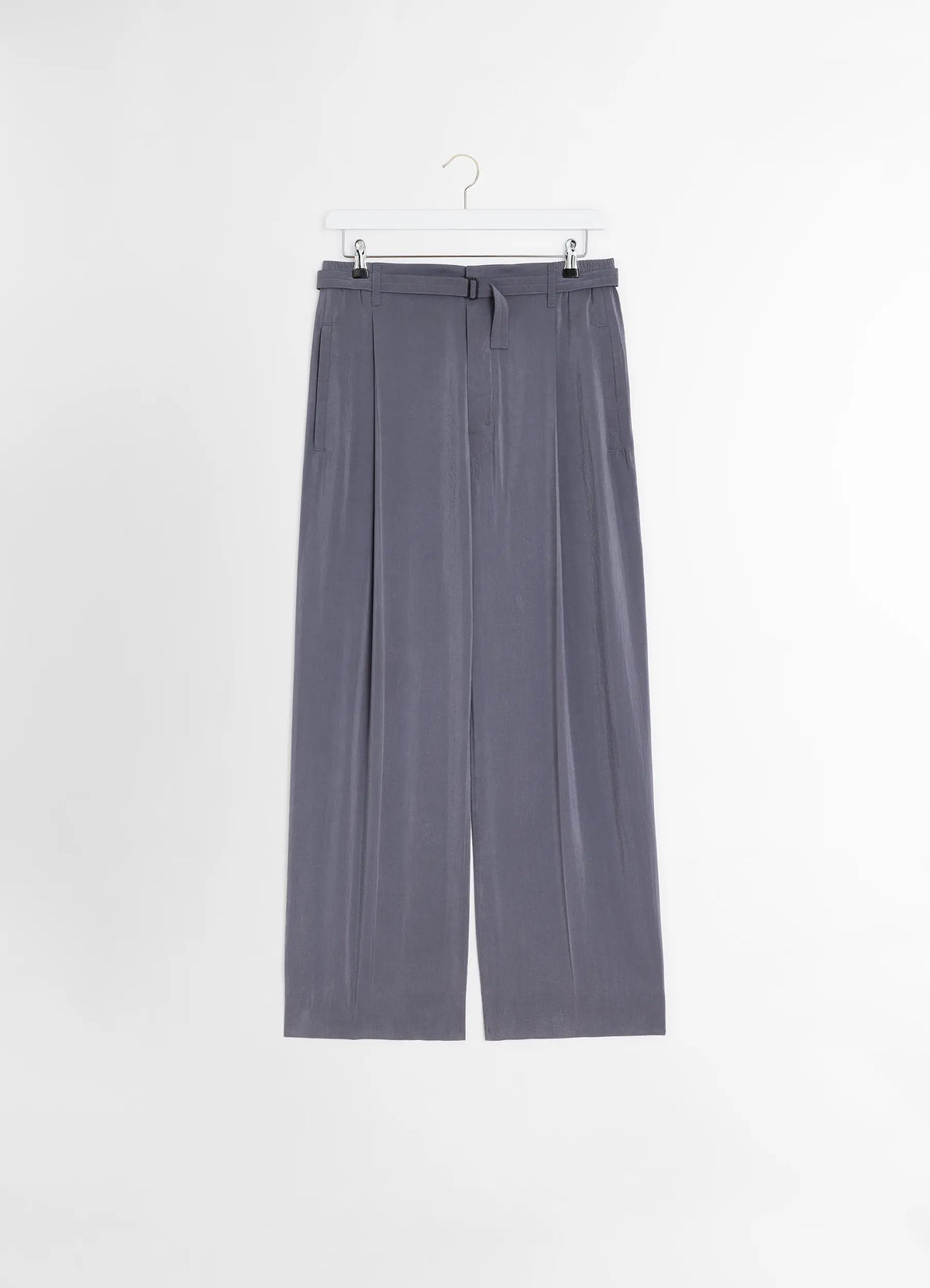 BELTED RELAXED PANTS - Asphalt - Dry Silk - Women | LEMAIRE