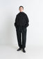Lemaire Drawstring Pants in Black Cashmere-blend, model shot, Front view Oversized cut