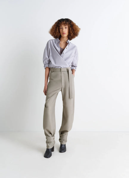 CURVED TAILORED PANTS - Light Taupe - Tropical Poly Wool - Women