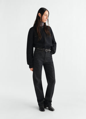 Five pockets twisted pants in slate denim