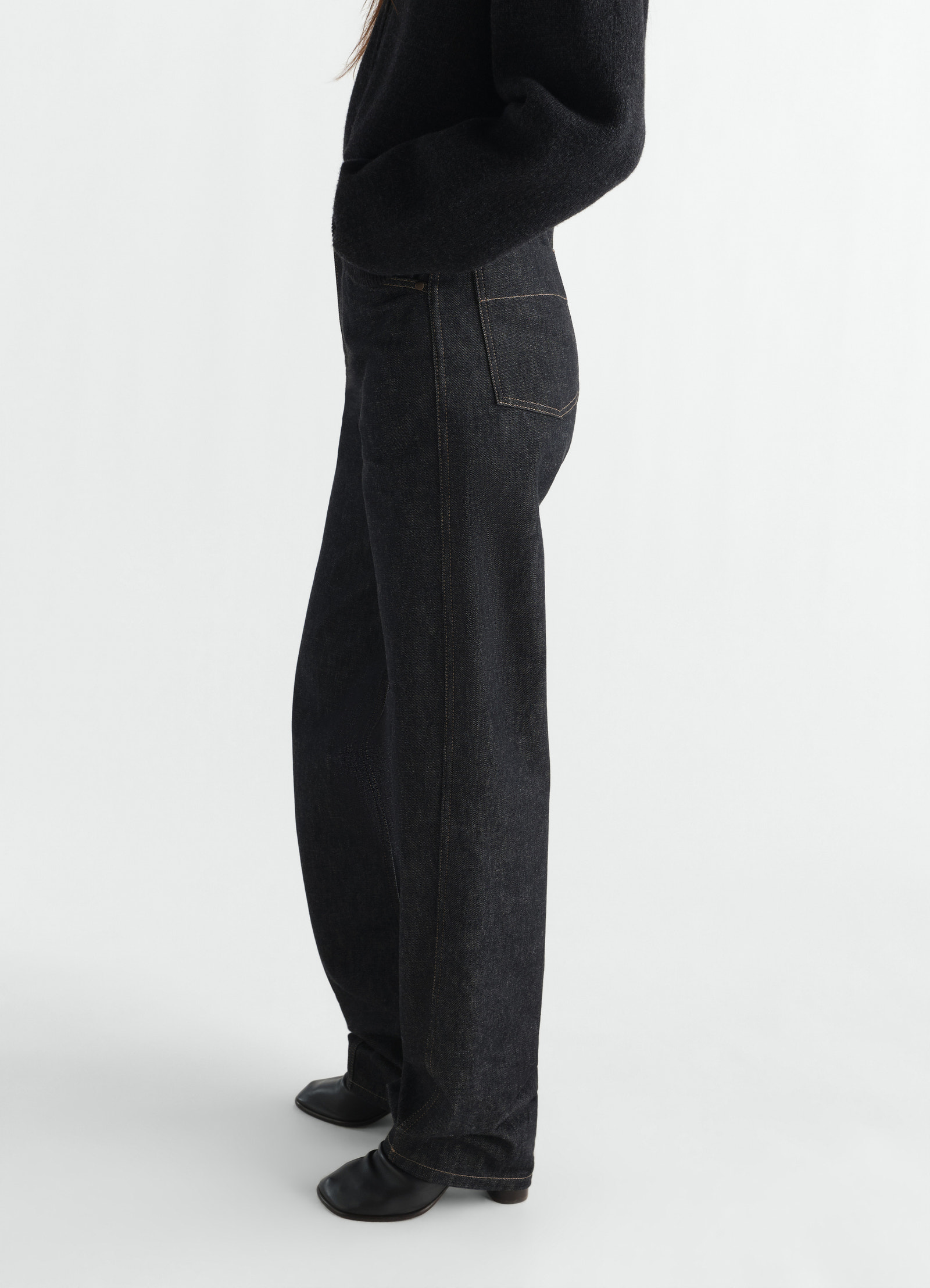 Five pockets twisted pants in slate denim