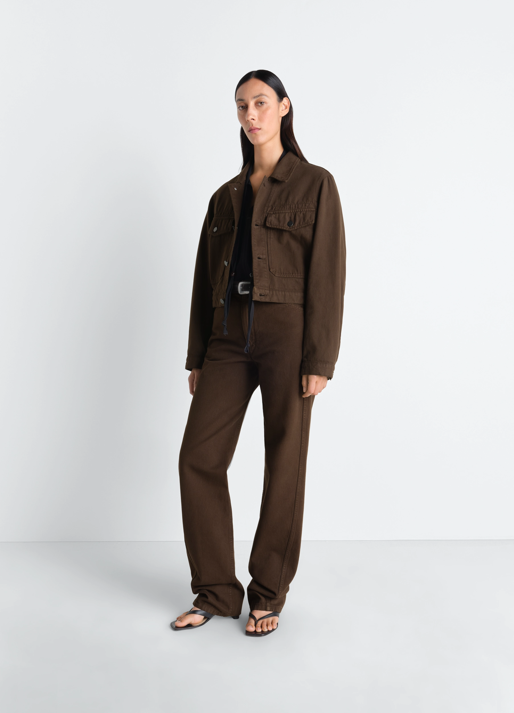 FIVE POCKETS TWISTED PANTS IN DYED HEAVY BROKEN TWILL - Cacao