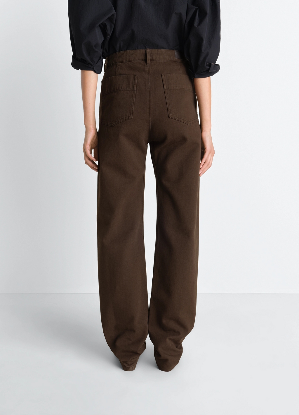 染色ヘビーブロークンツイルの5ポケットツイストパンツ - Cacao - 染め