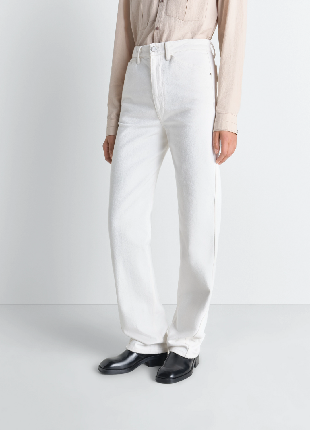 FIVE POCKETS TWISTED PANTS IN DENIM - Milk - Bleached Heavy Denim