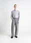 Lemaire Maxi Workwear Pants in Heather Garment Dyed Snow Heavy Den, model shot, front view oversized wide leg