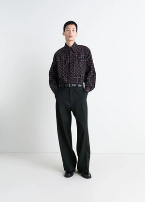 Straight Tailored Pants in Wool-blend fabric, model shot, Front view Pleated, tailored fit