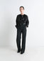 Straight Tailored Pants in Black Wool-Blend, model shot, Front view Fitted cut, classic style